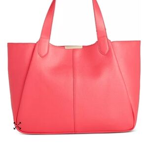 Macy's On 34th Azriell Pink Coral Tote Bag Multi Compartment Gold Hardware